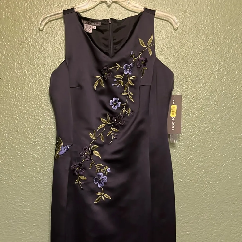 NEW Maggy London semi formal dress embroidered flowers humming bird motb - Image 3
