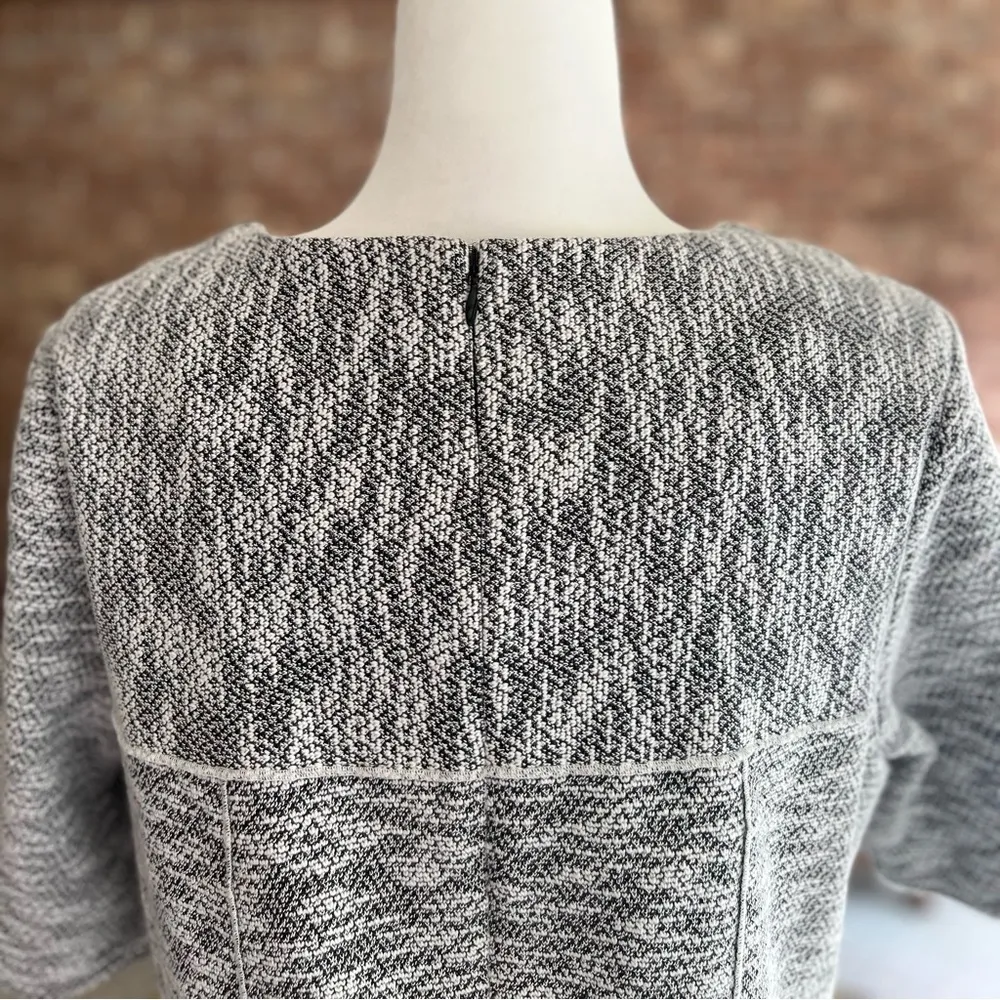 NYDJ Blaine Dress Black Ivory Tweed Slubbed Knit A-Line 12 Work Chic Party - Image 8