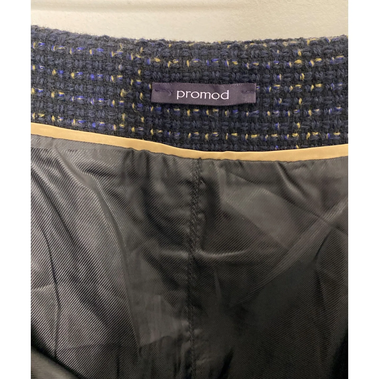 Promod Womens Feminine Blue Lined Zip Pleaded Mini Skirt Sz 8 - Image 5