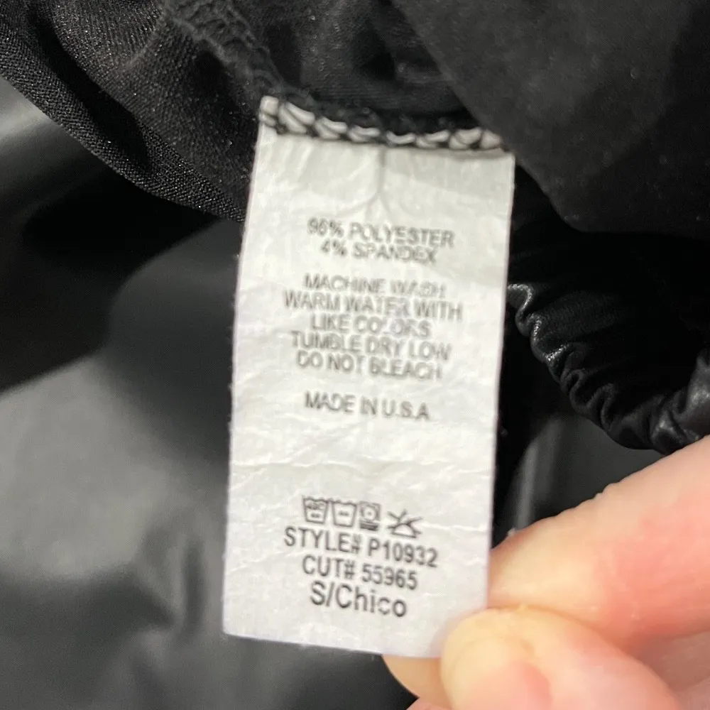 First Love Faux Leather Wide Leg‎ Elastic Waist Cropped Pants S - Image 3