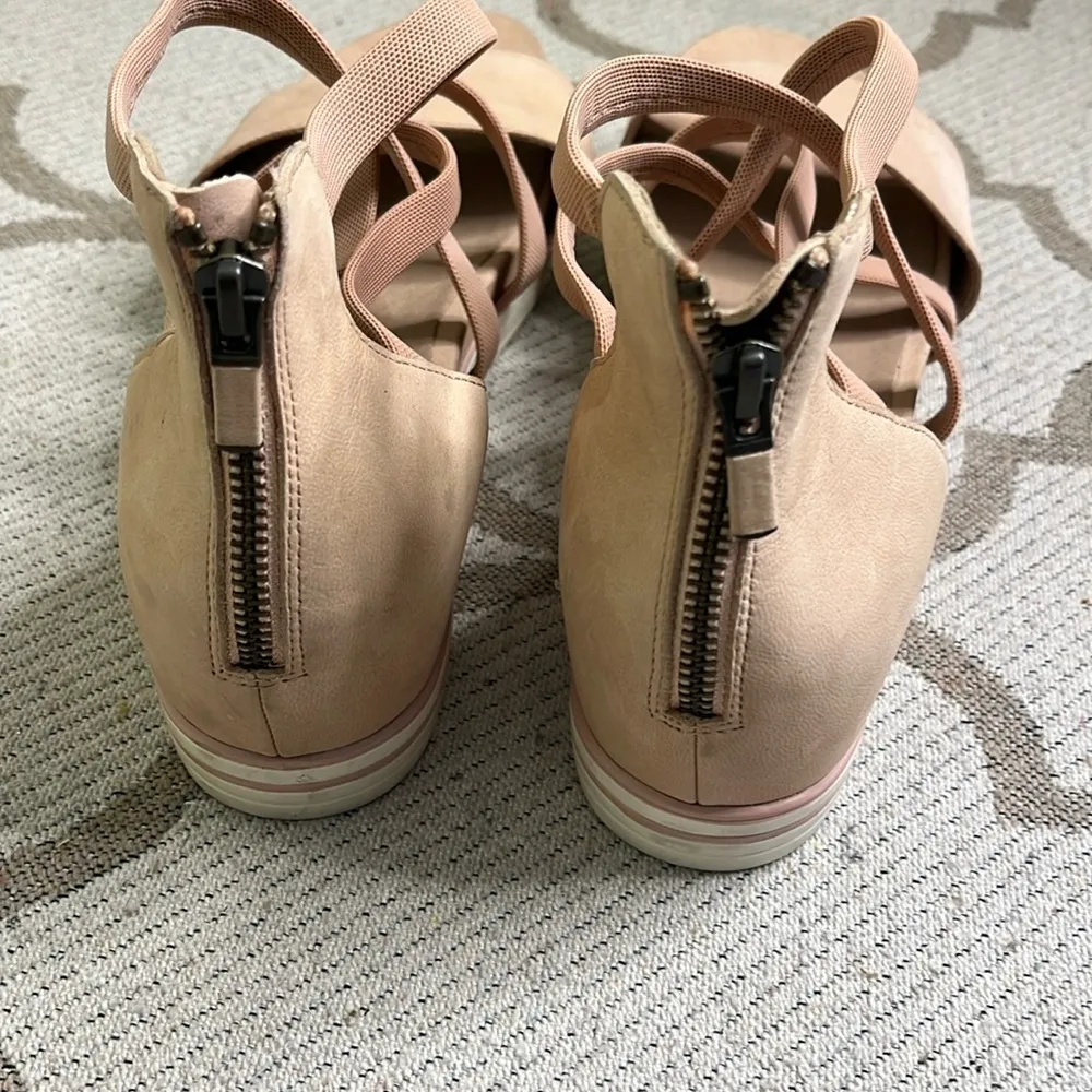 Eileen Fisher Sola Tumbled Nubuck leather Sneaker Sandals Beige Strappy - Image 3