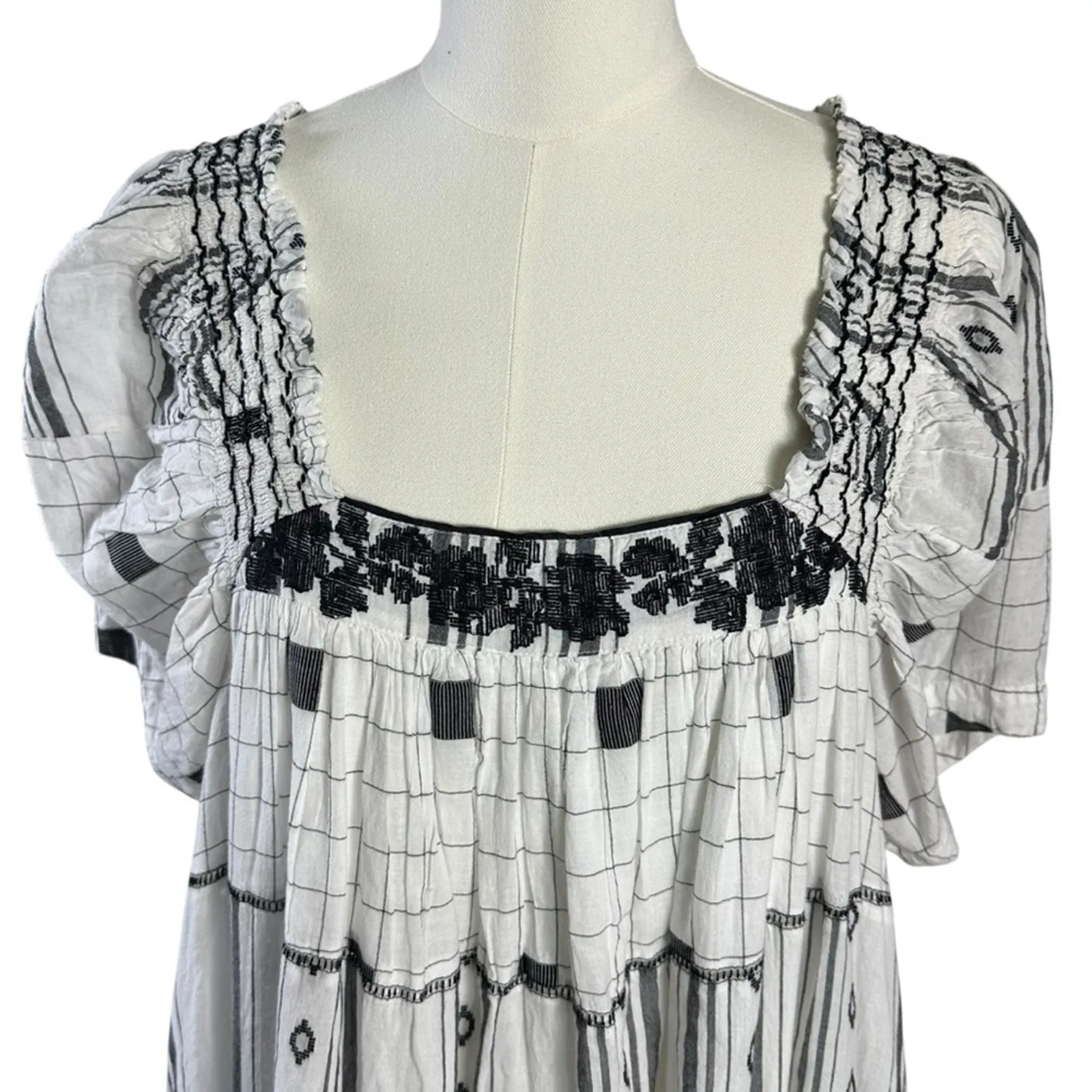 Free People Western Bohemian Jamie Embroidered Maxi Dress Size Large Ethereal - Image 6