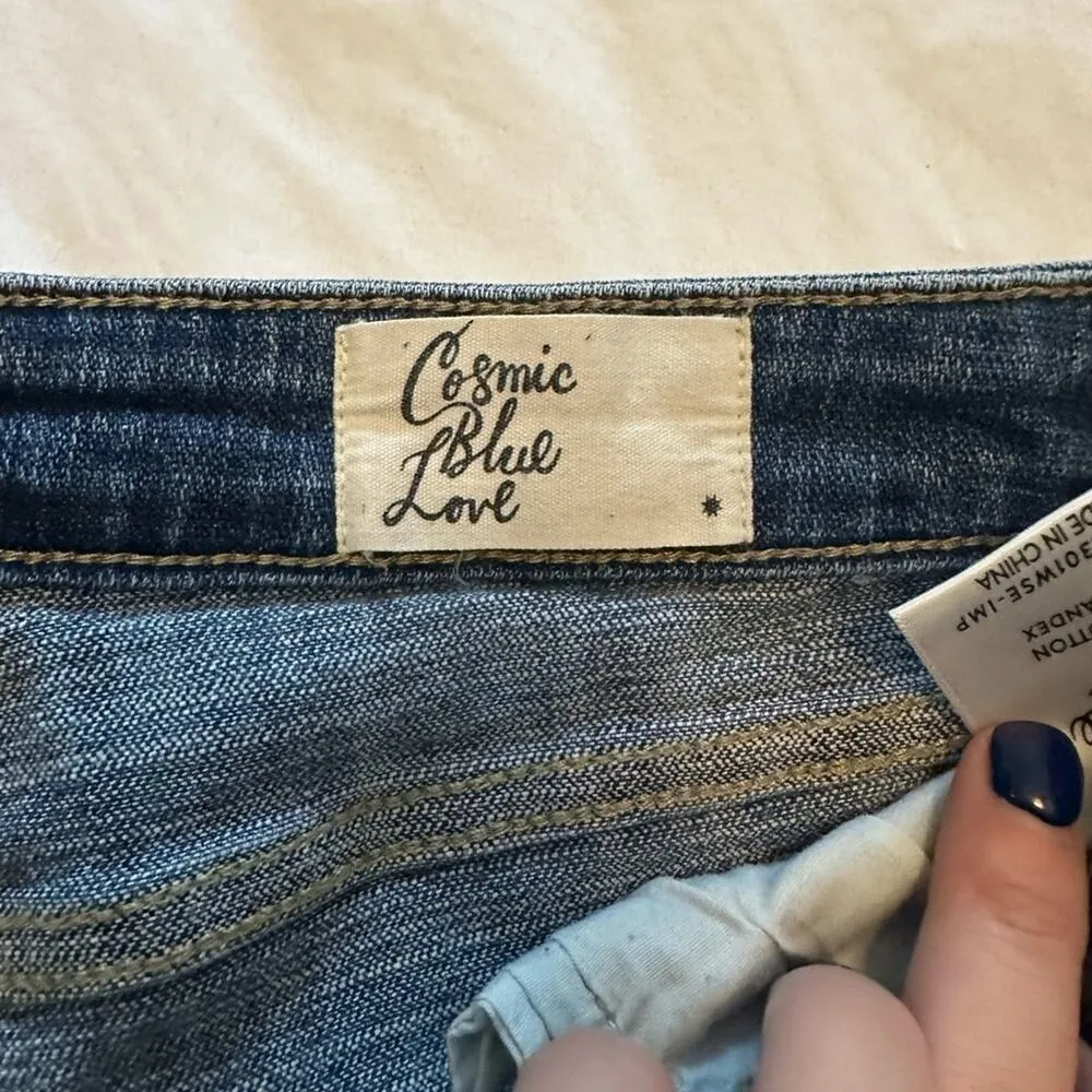 Cosmic Blue Love Jodie Distressed Jean Shorts - Image 3