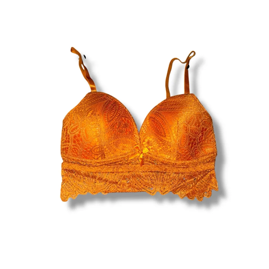 Frederick's of Hollywood Haley‎ Lace Bralette in Desert Sun Orange Sz S NEW - Image 2