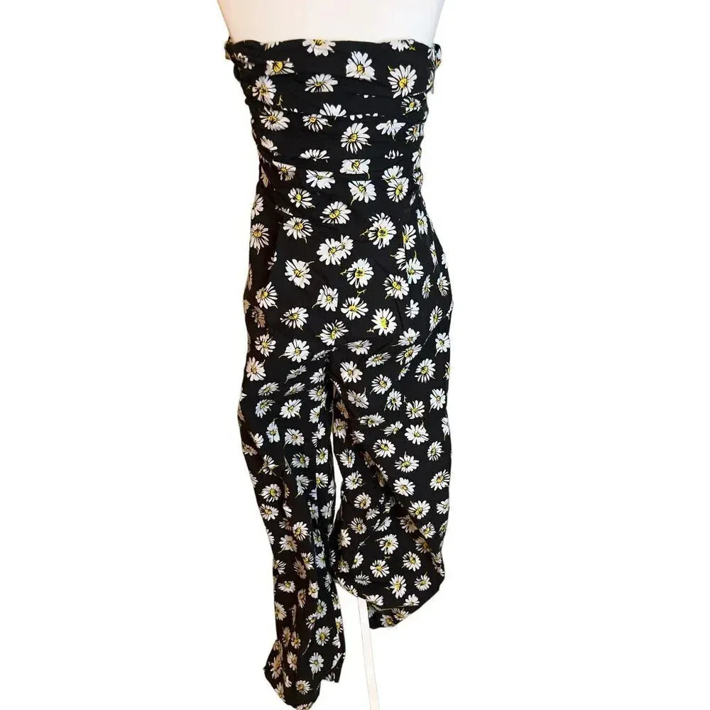 MSGM Tuta Jumpsuit in Black Floral 46 12 Floral Poplin Outfit Womens - Image 6