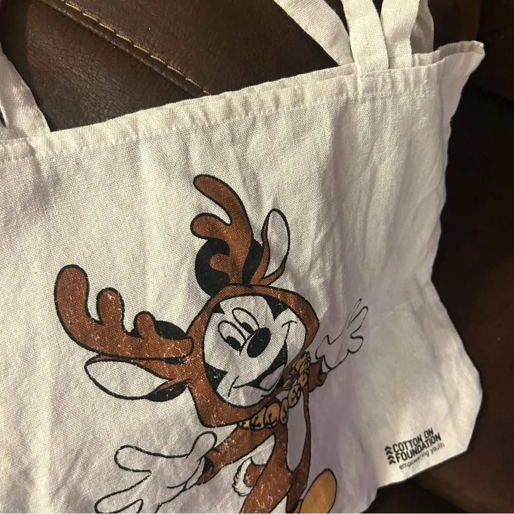 Disney x Cotton On Foundation Collab Mickey Mouse reindeer suit canvas tote - Image 5