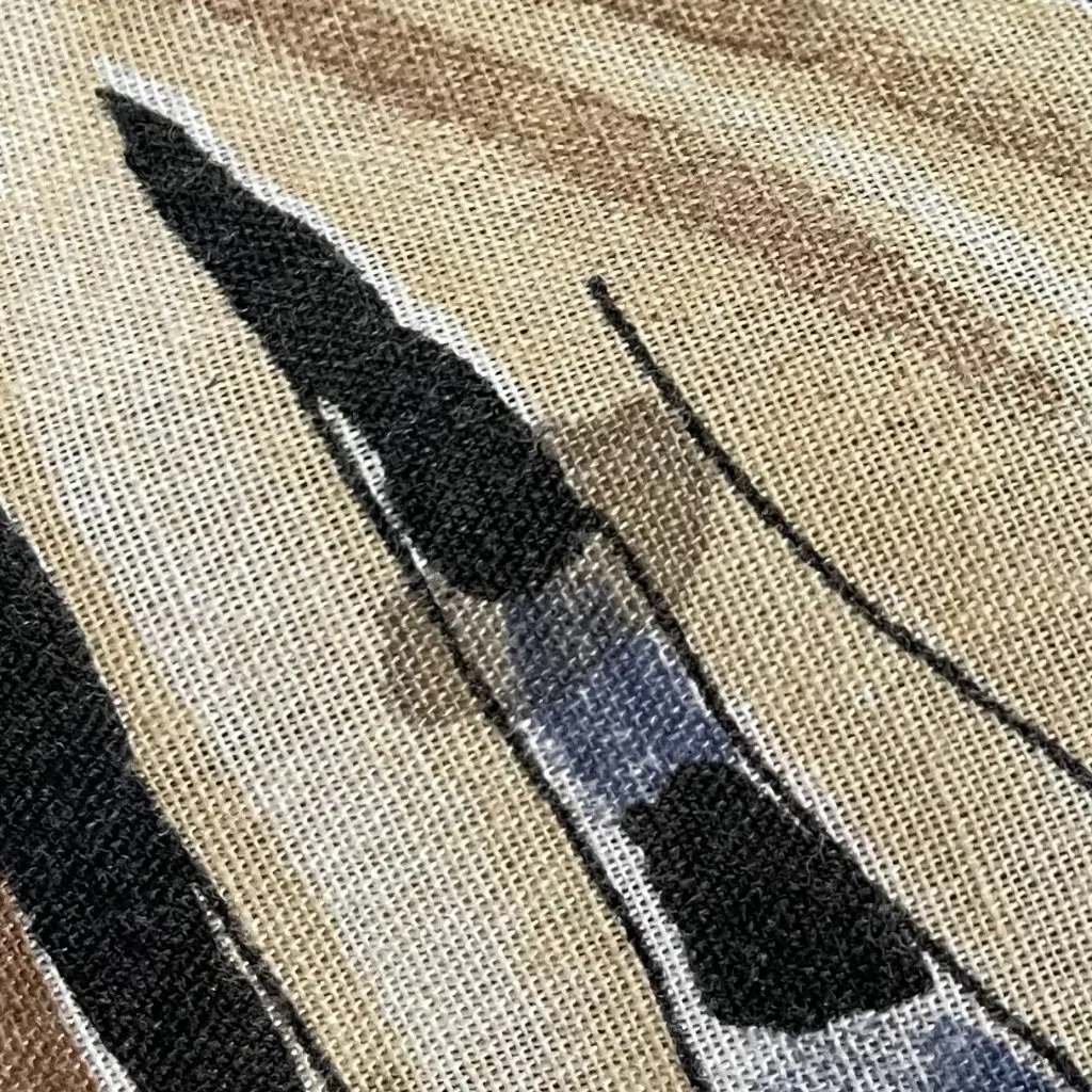 Vintage Tropical Shirt Women Lightweight Hawaiian FLAWS Muted Tones Palm Leaves Tan Size L - Image 11