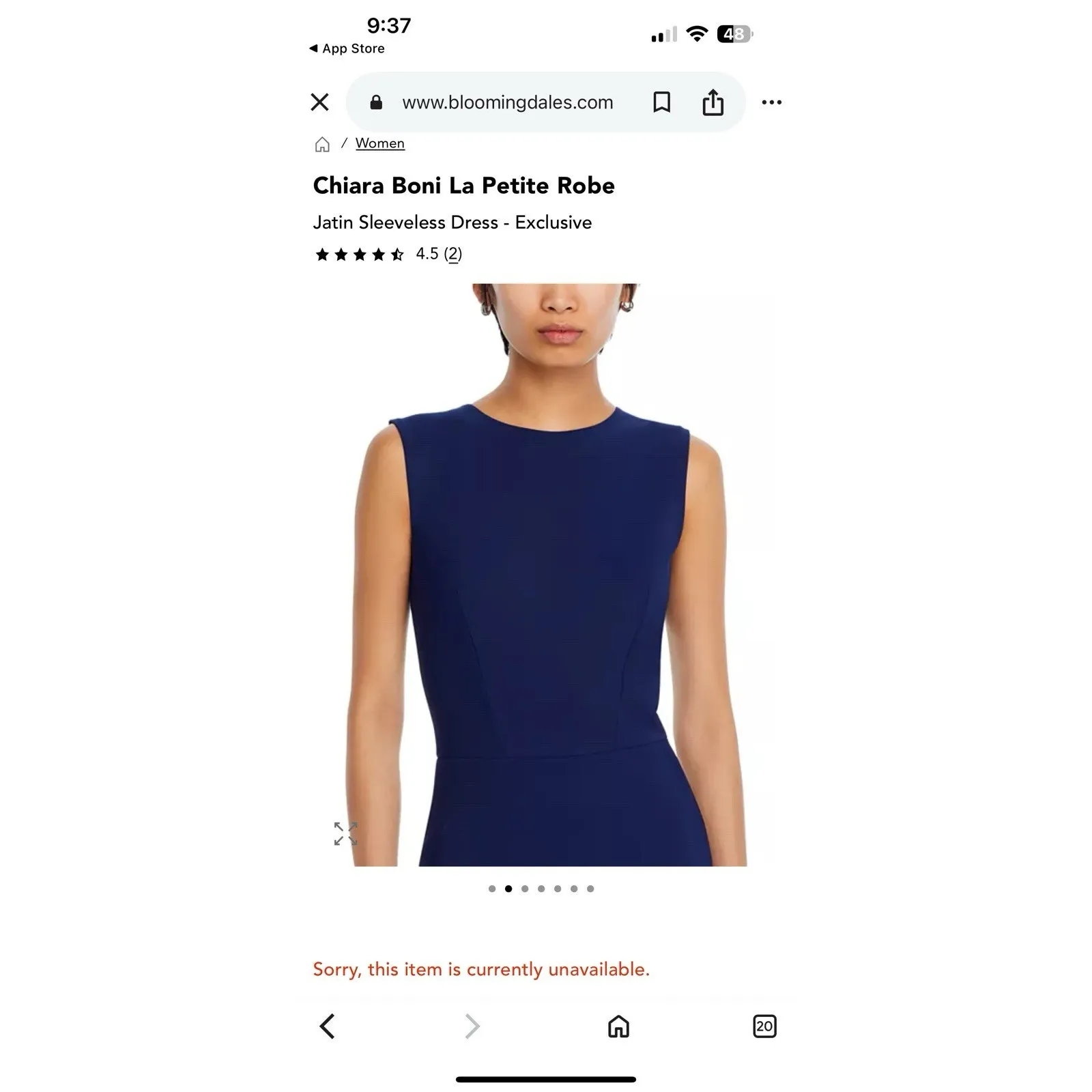 Chiara Boni La Petite Robe Jatin Sleeveless Dress Dark Blue Sz 8 NWT - Image 3