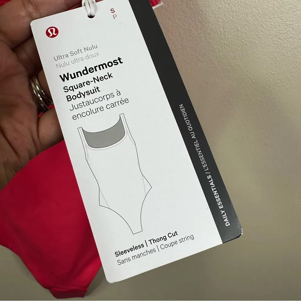NEW Lululemon Wundermost Square Neck Pink Thong Bodysuit Womens Small W1ES1S - Image 9