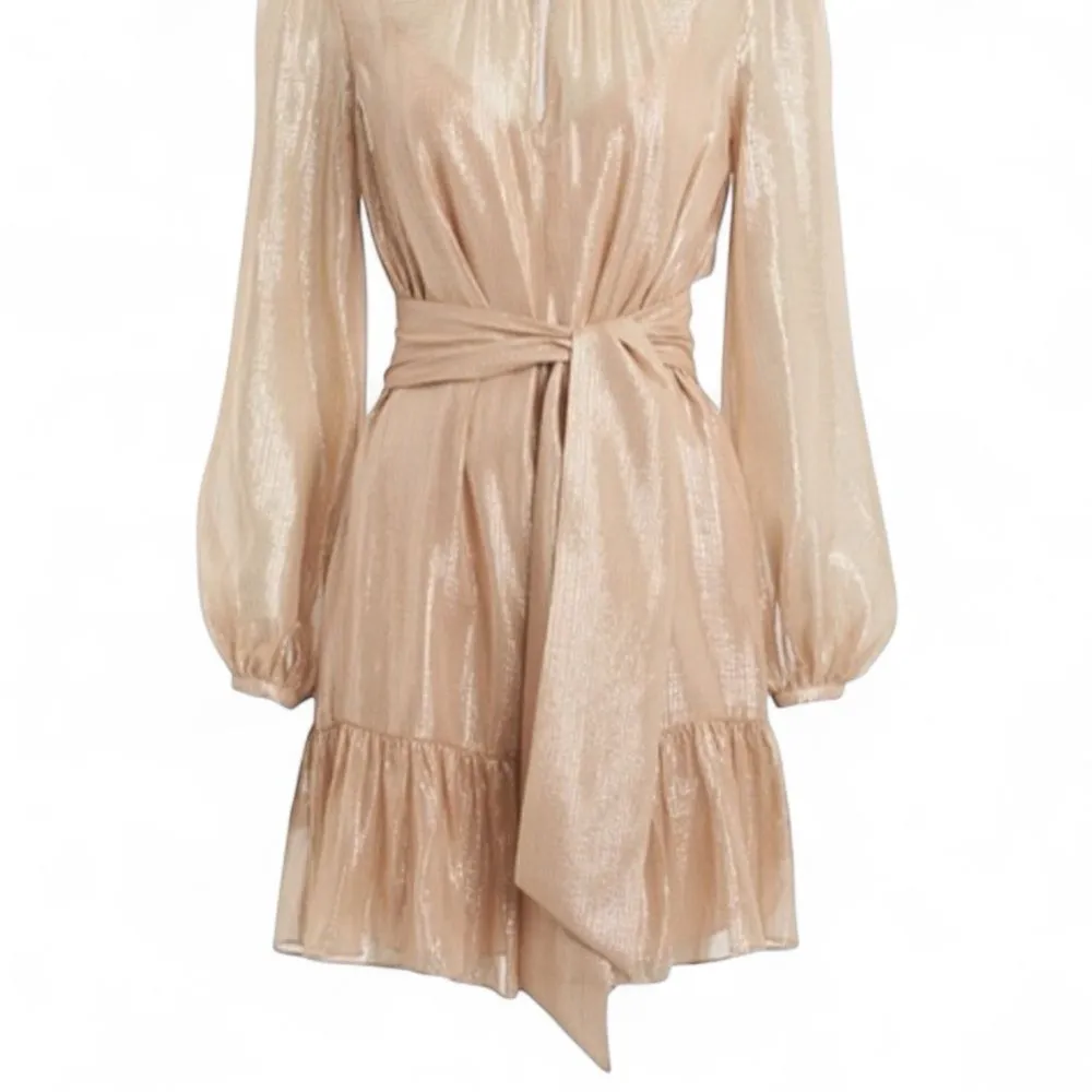 Intermix Margot Metallic Silk Georgette Mini Dress NWT Size 4 - Image 3