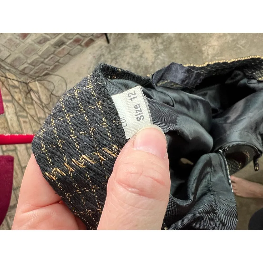 suit plaid black gold boxy 1980s Size 12 - Image 12