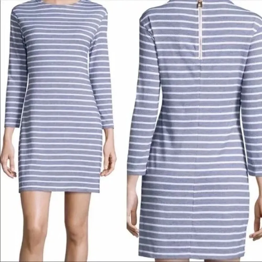 Sail to Sable Textured Knit Stripe Long Sleeve Dress in Navy Woman’s Size L - Image 2
