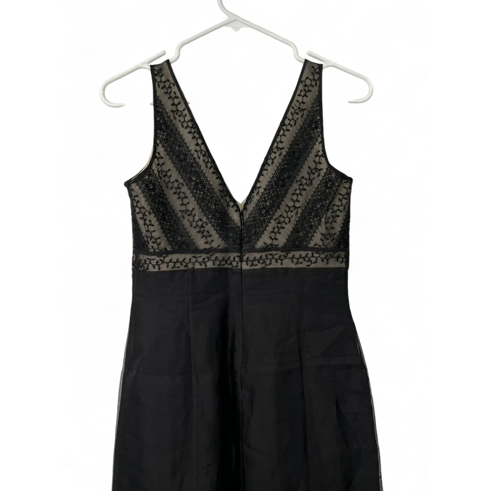 VINTAGE 90's ANN TAYLOR | 0 | Silk Embroidered Short Dress V Neck Cocktail - Image 5