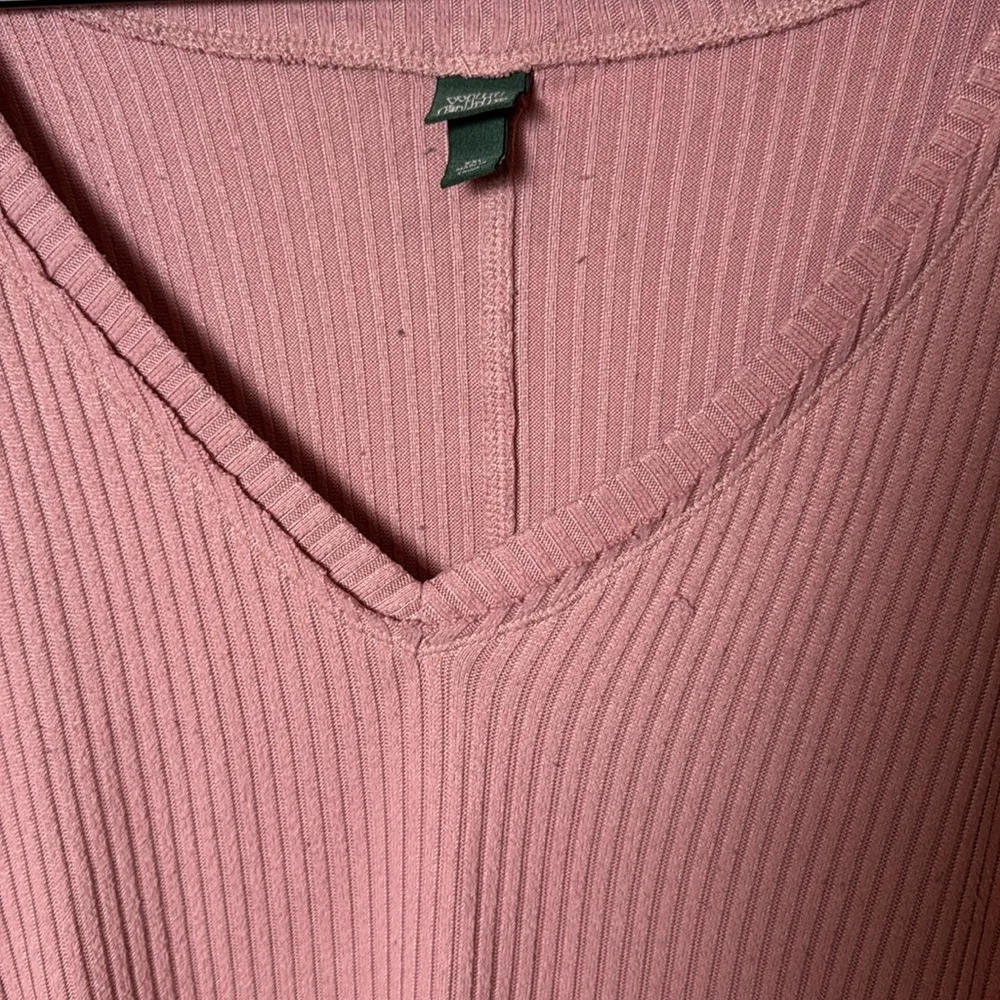 Wild Fable Women's Long Sleeve Cozy Rib T-Shirt Raw Hem Pink Size XXL - Image 9