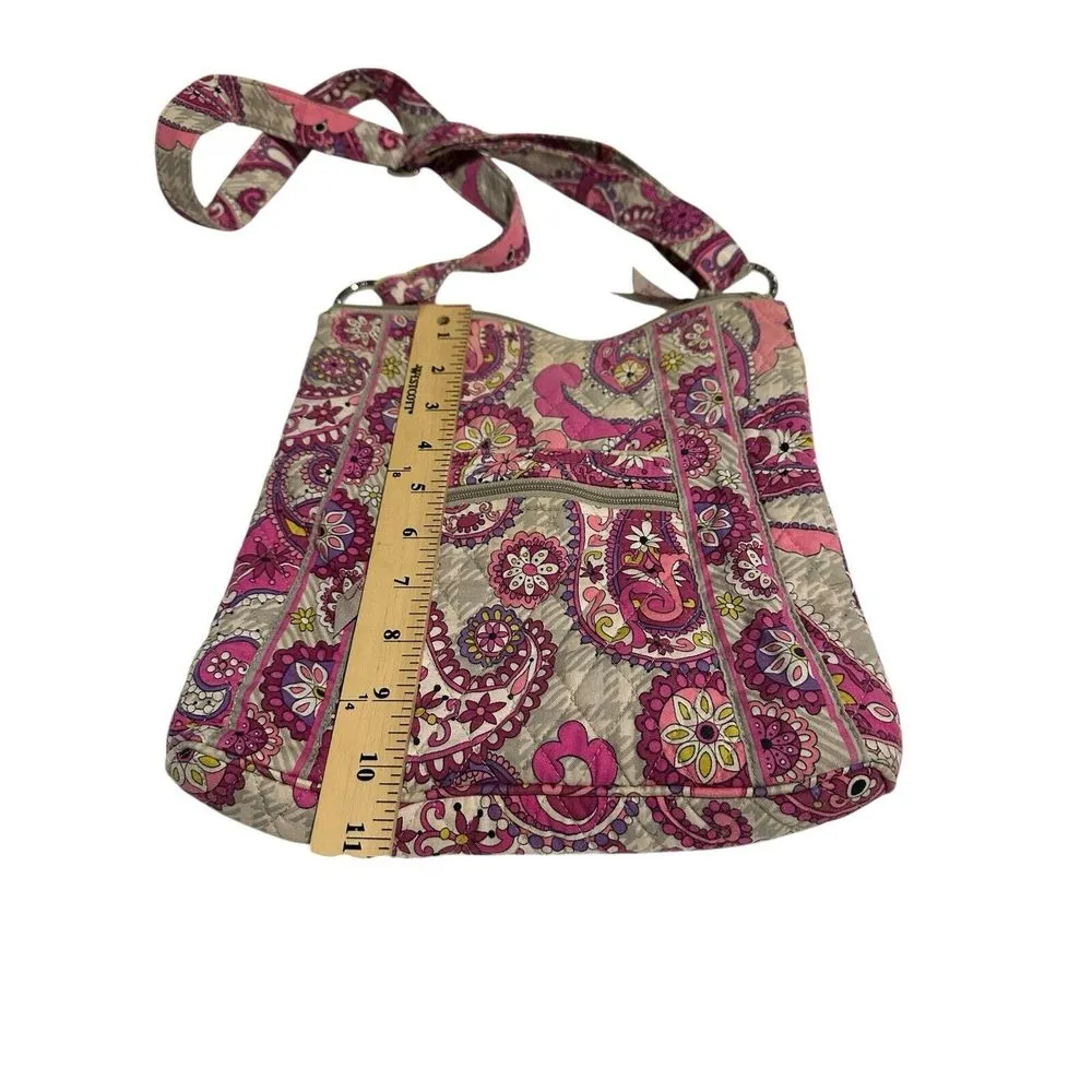 Vera Bradley Crossbody Pink Gray Paisley Medium Pockets Zippered Women's RR-1‎ - Image 6