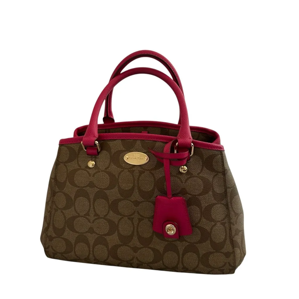 Coach Mini Margot Signature Brown Pink Handbag Caryall Purse + Wallet Leather - Image 7