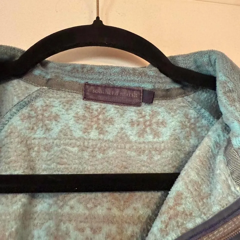 Southern Marsh Women's Pullover Fleece Sweatshirt Teal Gray Fair Isle Print - Image 3