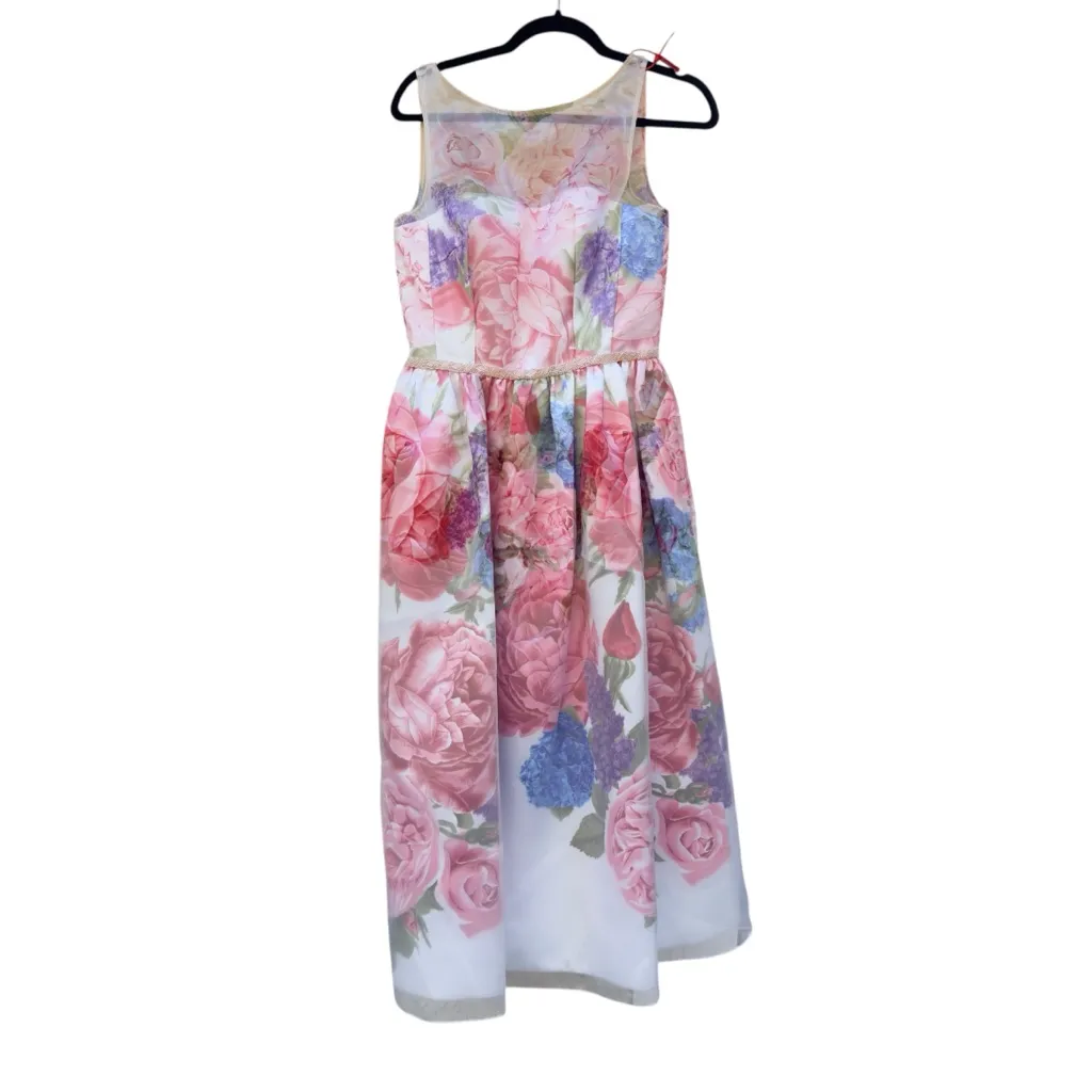 Carmen Marc Valvo Infusion Floral Midi Dress Size 4 Summer Wedding Guest in EUC - Image 6