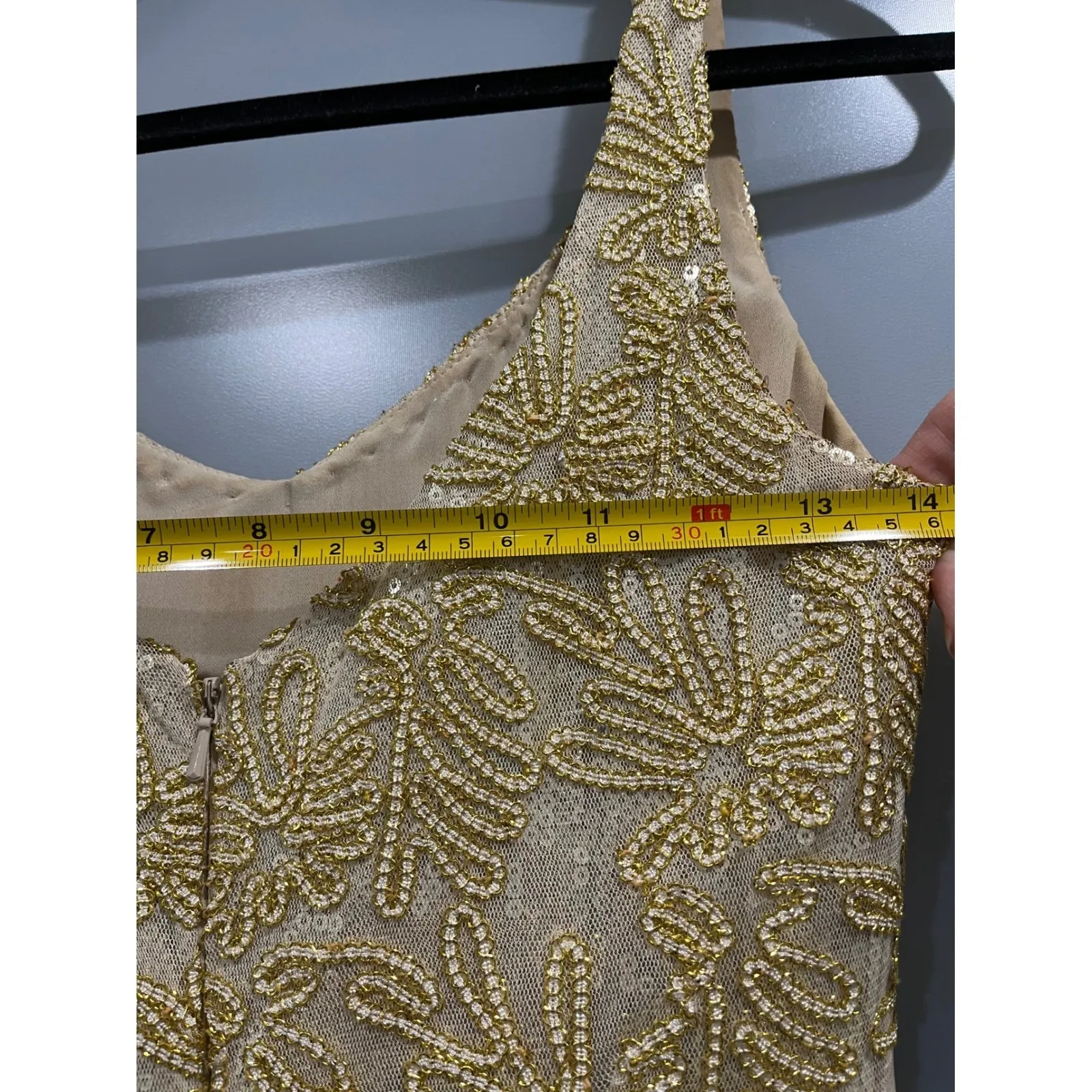 Badgley Mischka Collection Gold Beaded Sequin Formal Dress Gown Sz‎ 2 - Image 7