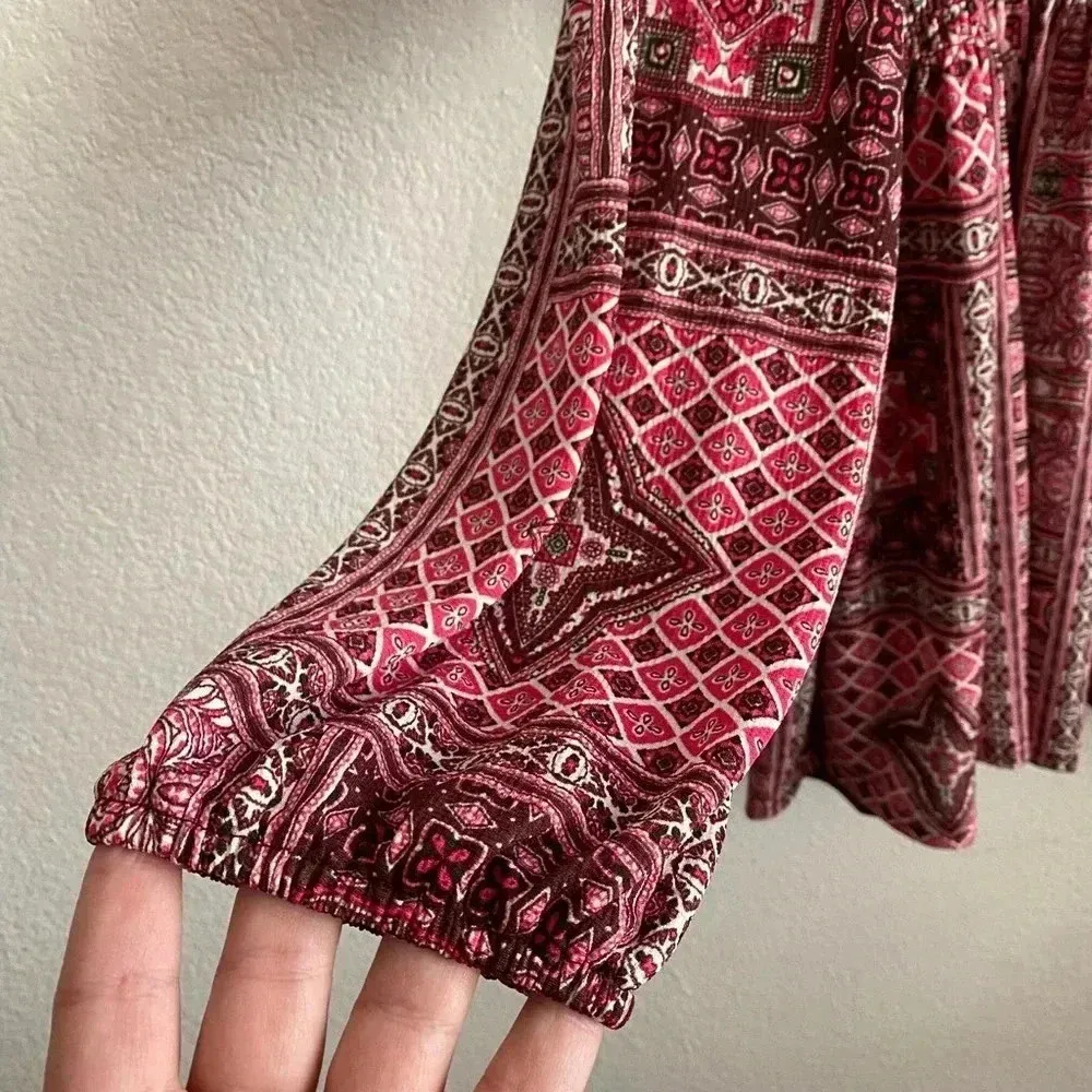 🆕 Boho Multi-prints Flowy Babydoll Top L🆕 - Image 6