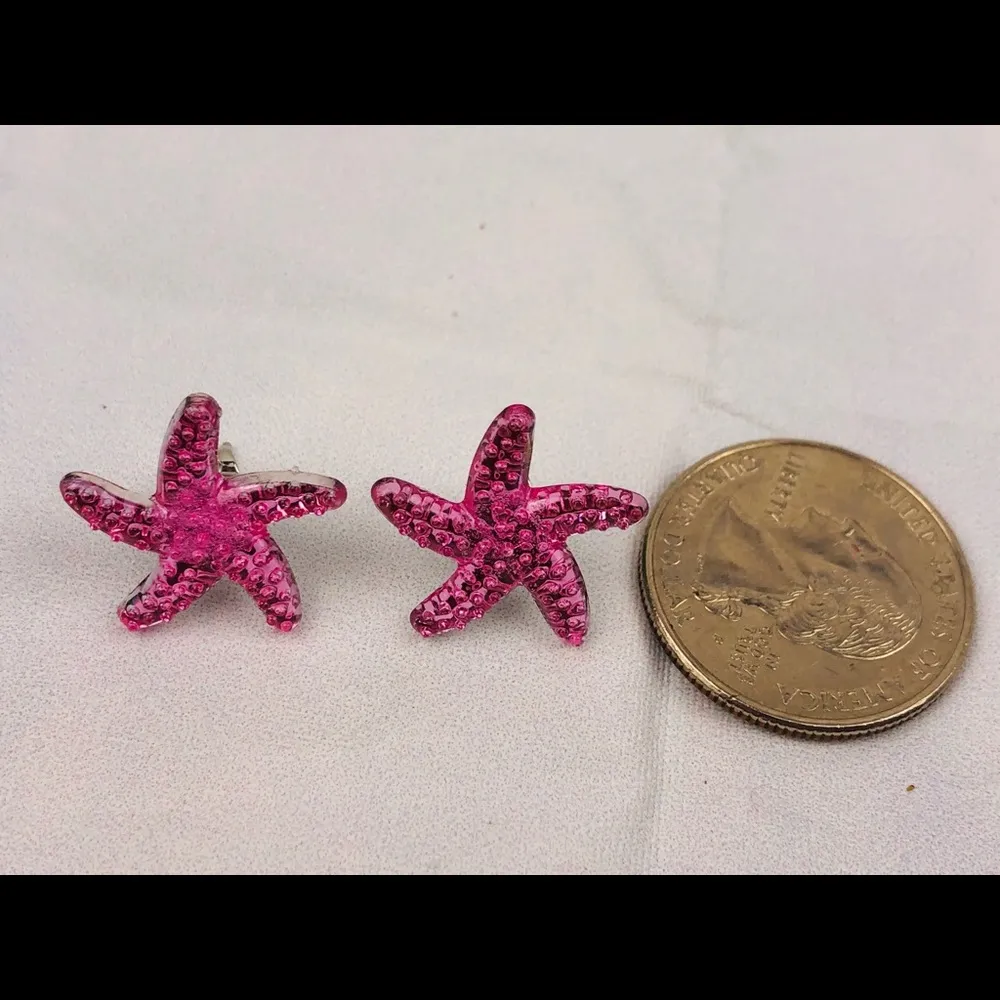 Pink Starfish Pierced Earrings New Gift - Image 3
