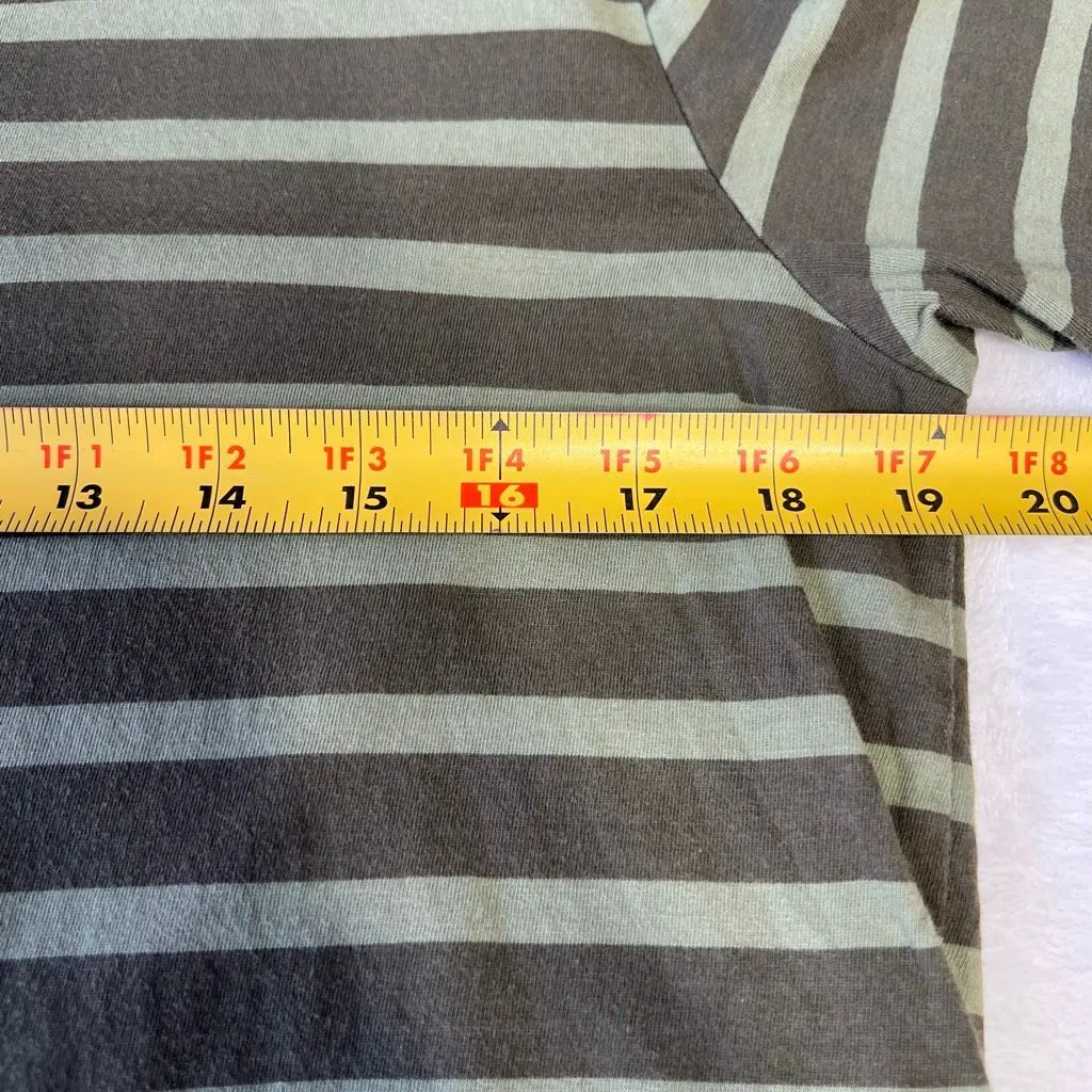 Frank & Oak Greet Striped Crewneck T Shirt Small Slim Men Green - Image 8