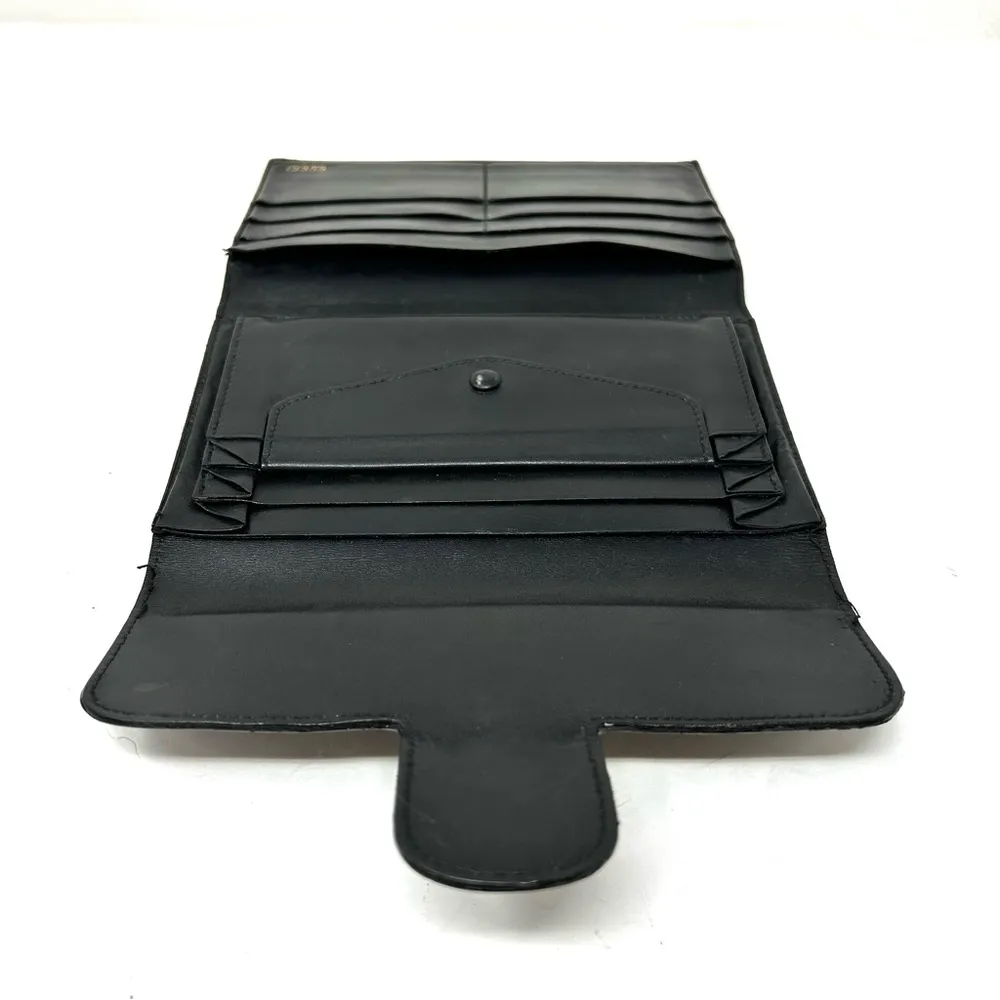 horsebit black leather trifold vintage wallet, made in Italy - Image 8