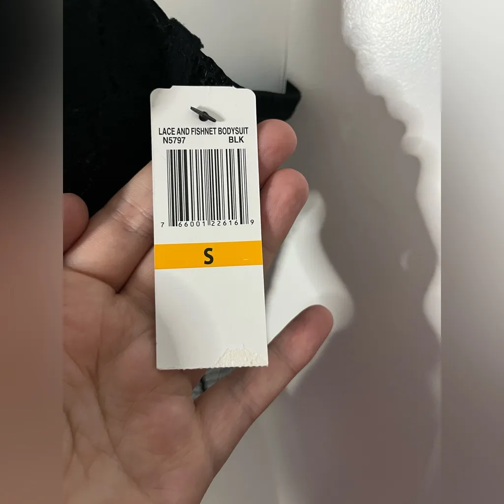 Blackbow NWT Whimsigoth Dark Academia Fishnet Lace Mesh Edgy Alt Bodysuit Sz S Black - Image 16