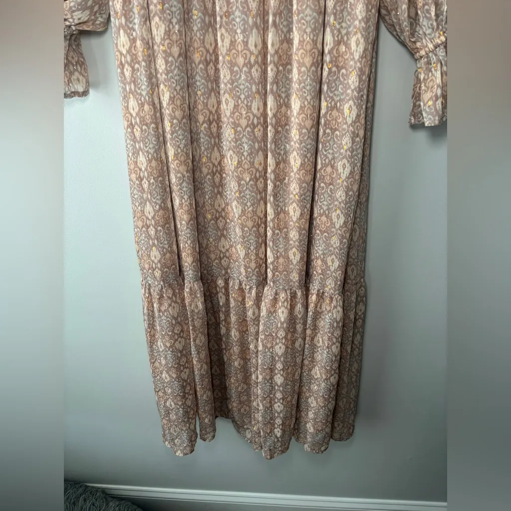 Anthropologie‎ Moon River Peasant Ruffle Long Sleeve Tired Maxi Dress Sz XS - Image 10