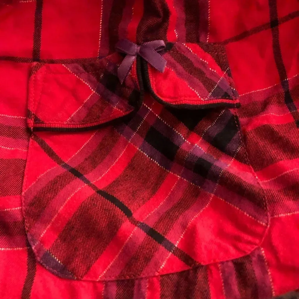 VS Red Plaid Flannel Pajama PJ Top Small - Image 4