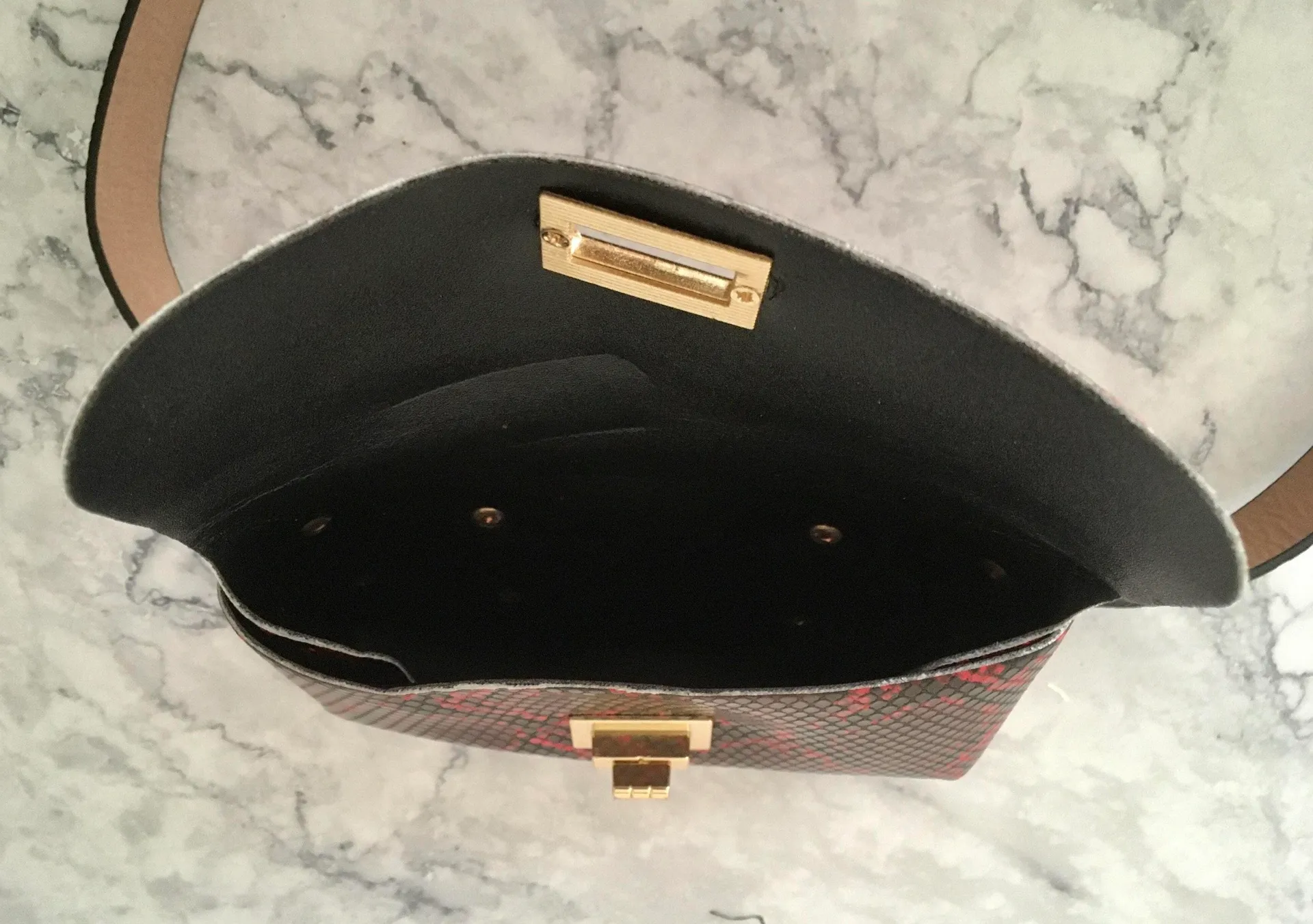 Red/Black Snake Print Belt Bag Red - Image 5