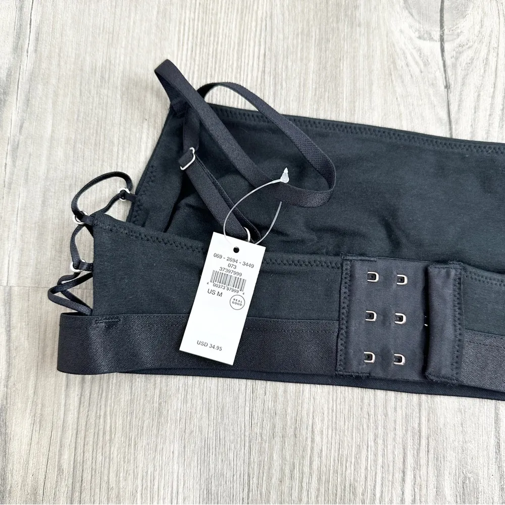 Aerie Lace Up Sides Square Neck Bra Black NWT size Medium - Image 3