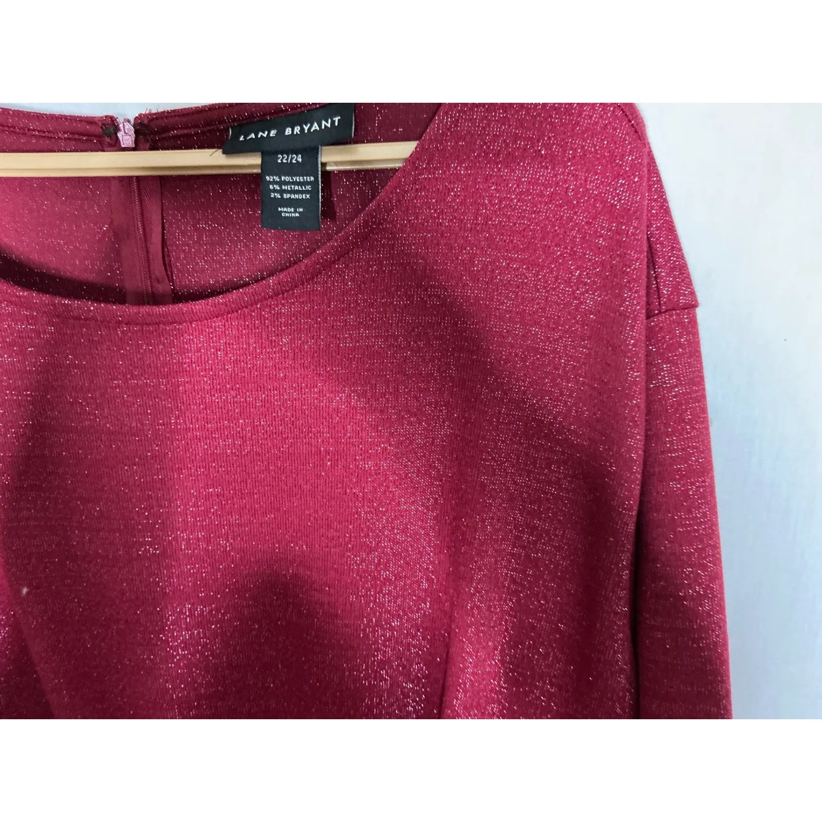 Lane Bryant 22/24 Red Glitter Jumpsuit Metallic Stretch Party Holiday One Piece - Image 3