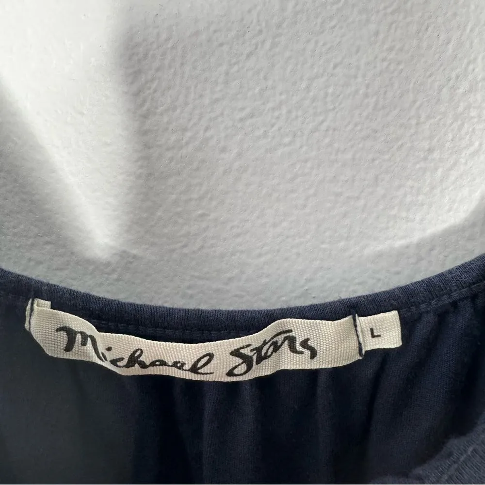 Michael stars navy wide leg jumpsuit size large - Image 4