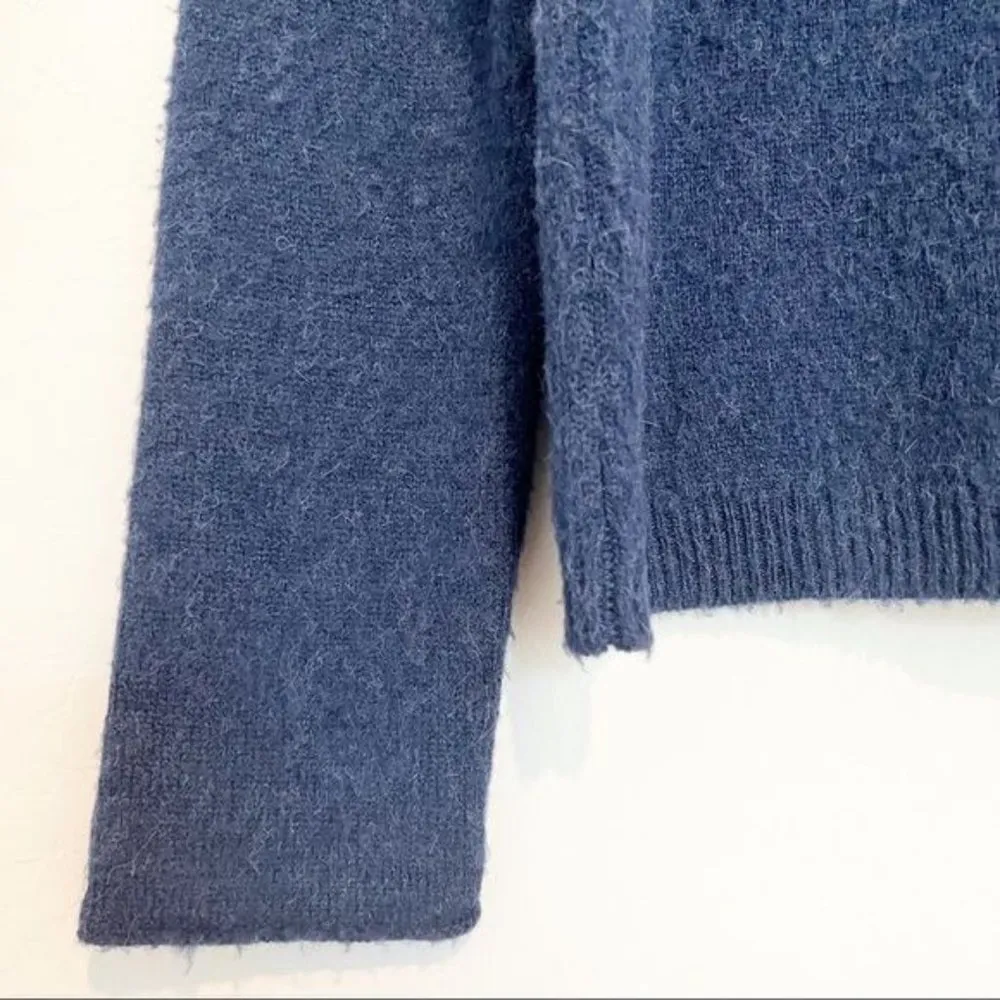 Elizabeth and James Textile Wool Alpaca Blend Mock Neck Sweater Blue Size Small - Image 3