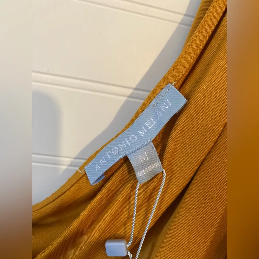 Antonio Melani Weylyn Mustard Yellow One Shoulder Tie Waist Dress - Image 4