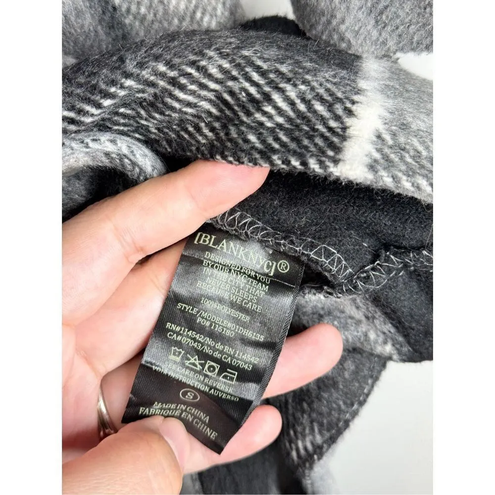 Blank NYC‎ Flannel Jacket Size Small Plaid Gray Black Button Down Long Sleeve - Image 9