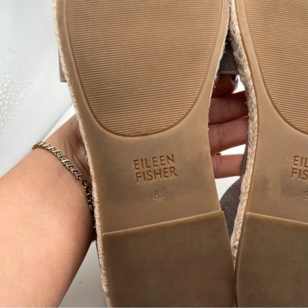 Eileen Fisher Shoes Mews Leather Slip-On Espadrilles Peep Toe Metallic Gold 8.5 - Image 8