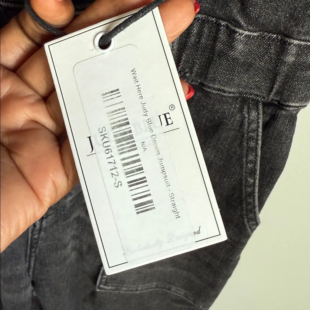 NEW JUDY BLUE | NEW TO THE CITY SHORT SLEEVE DENIM JUMPSUIT IN BLACK SMALL - Image 8