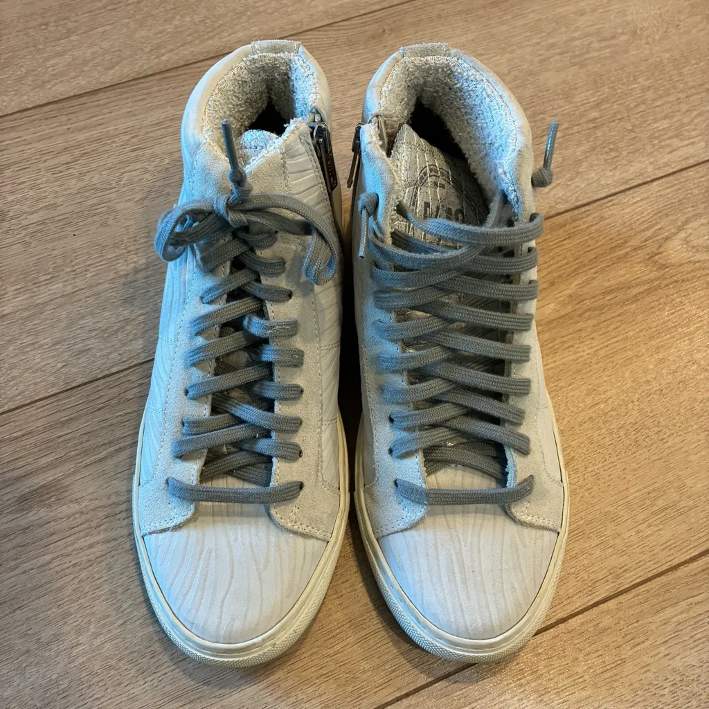 P448 Star White Zebra Embossed High Top Leather Sneaker Size 37/7 US - Image 4