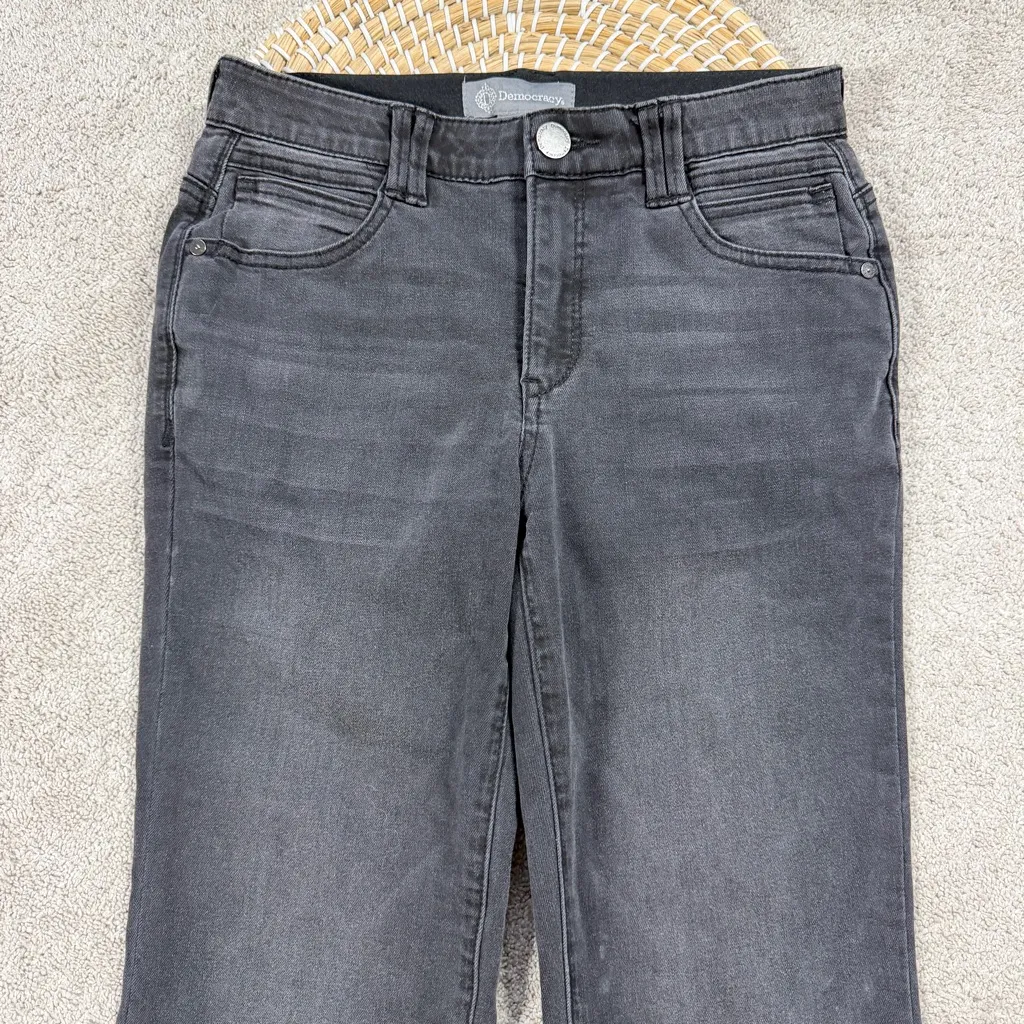 Democracy Ab Solution Itty Bitty Bootcut Jeans Mid Rise Raw Hem Washed Black 2 - Image 4