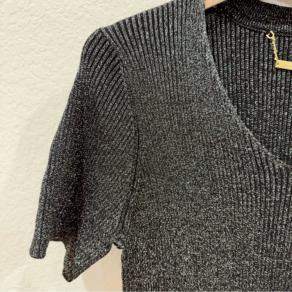 J.ING Jing Black Shimmer Knit Sweater Dress Size [L/XL] NWT - Image 3