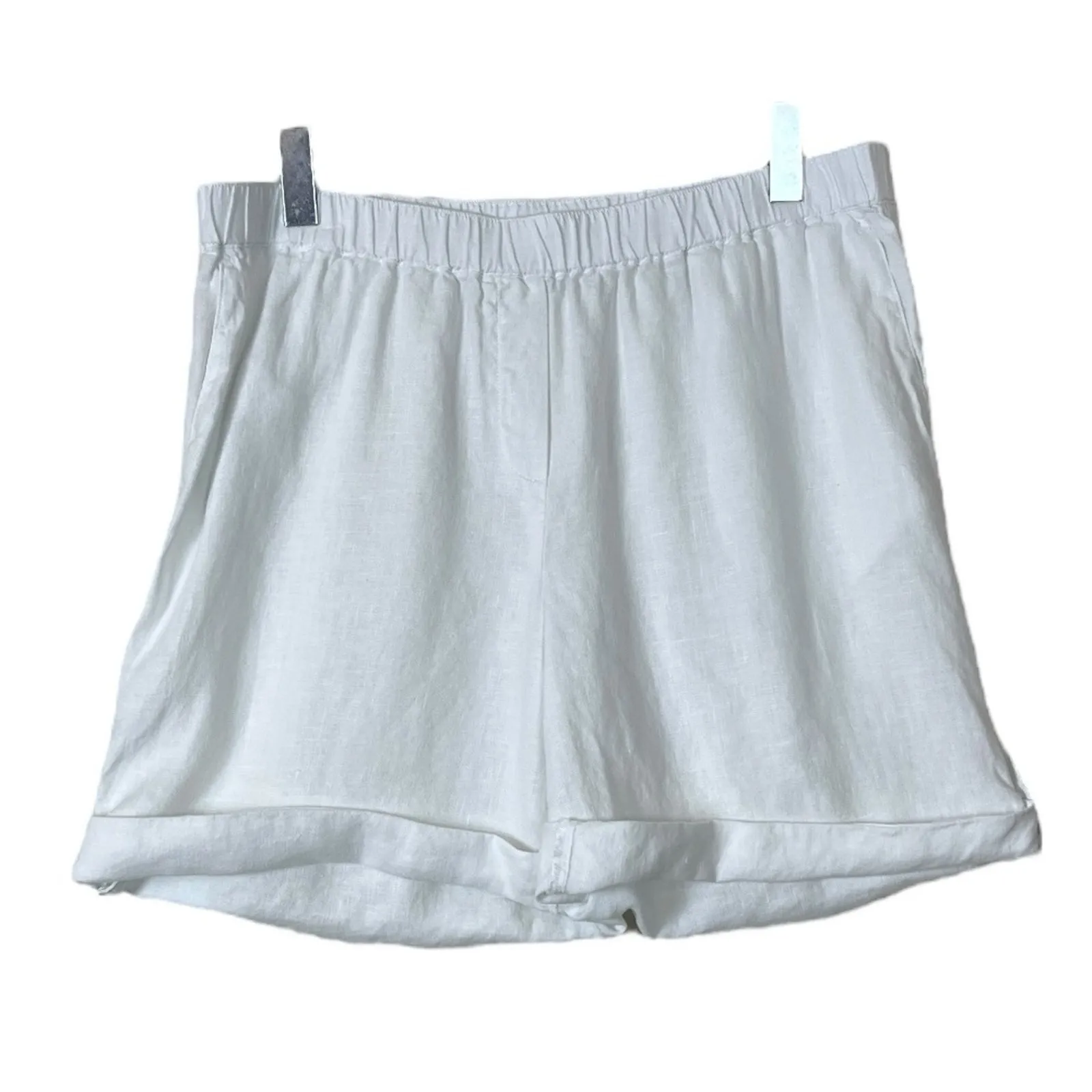 J.Jill Shorts 100% Pure Linen White Pull On Pockets Cuffed Women’s Size Large - Image 10