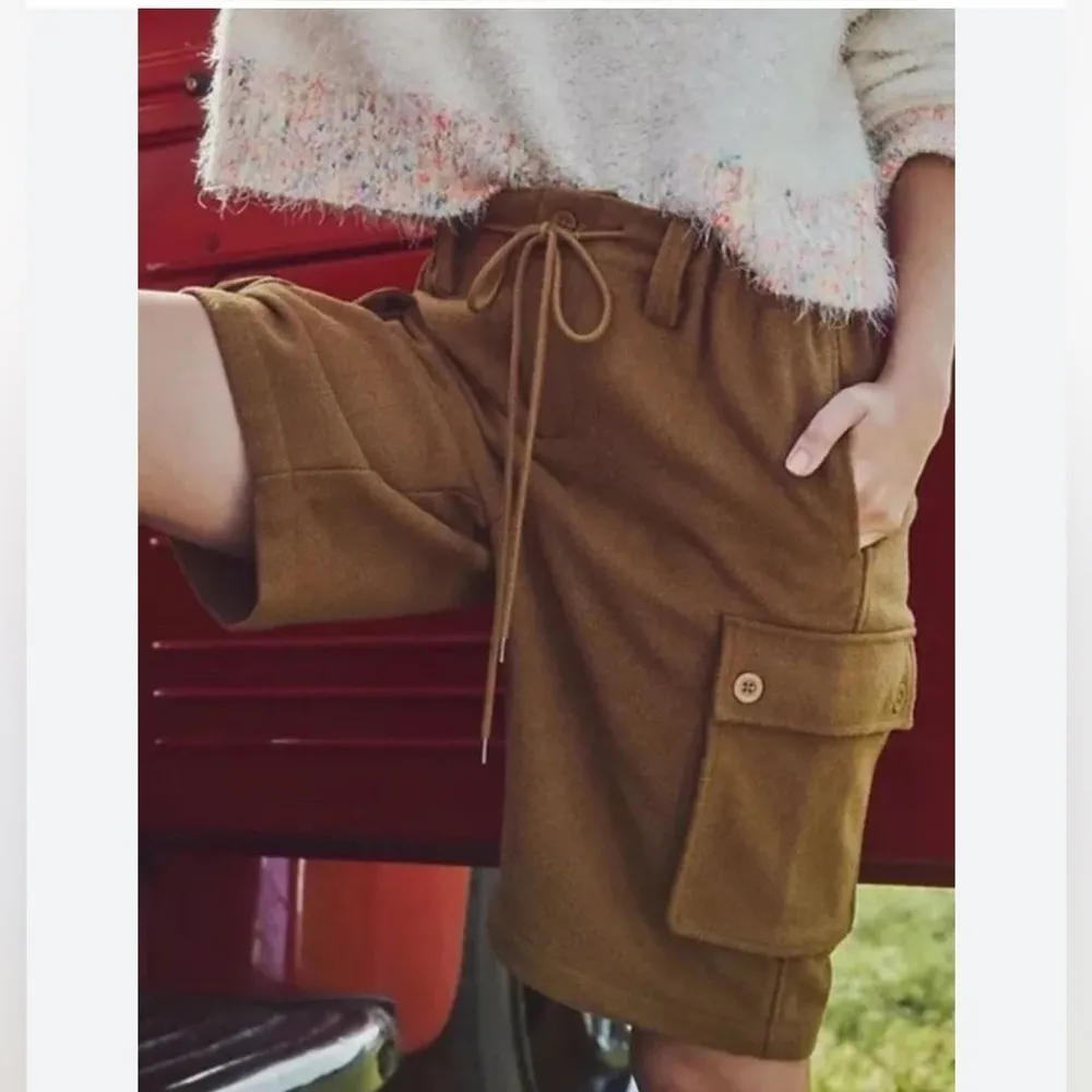 NWOT Free People Charli Wool Longline Cargo Shorts Bronze Brown Size XS - Image 3