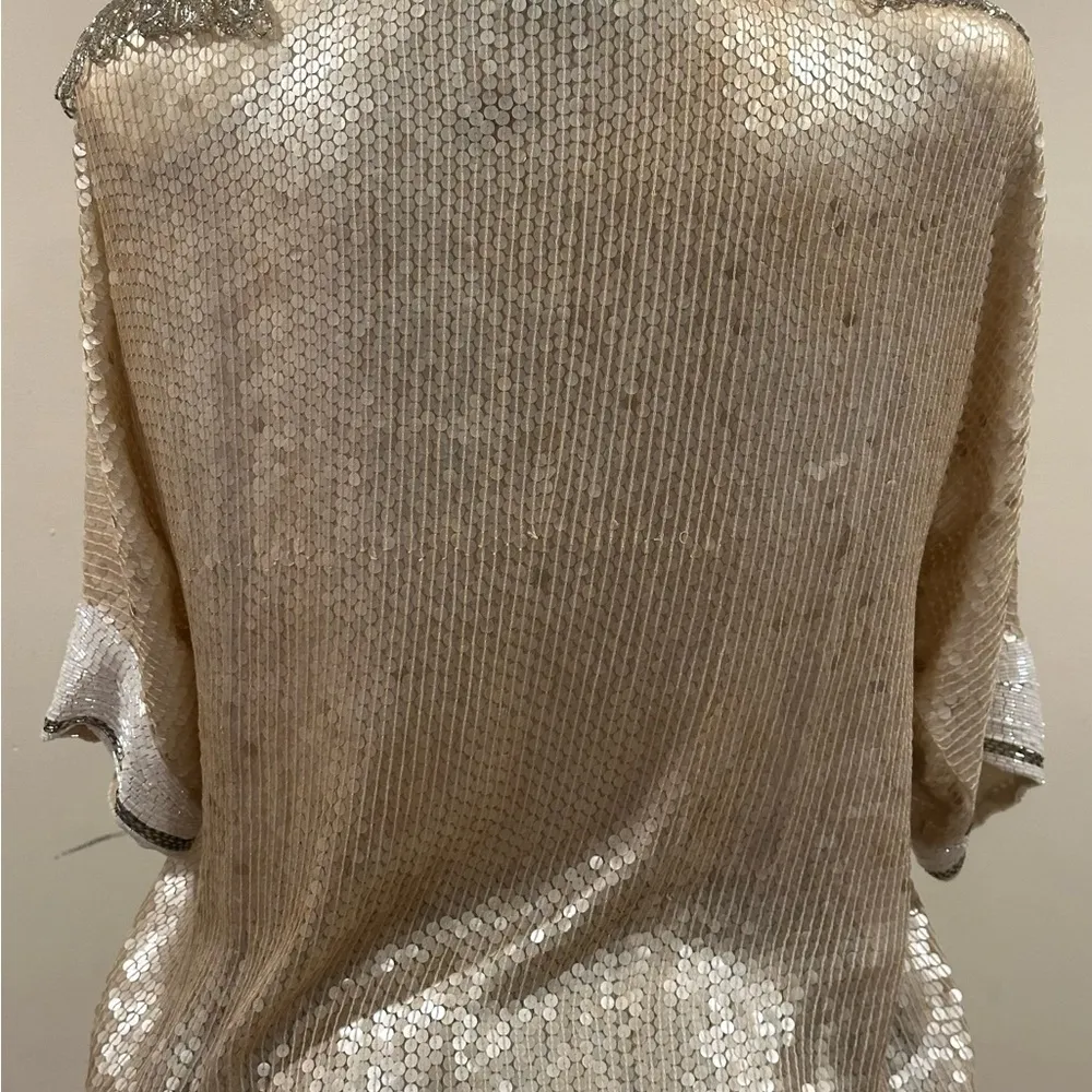 St. Martin Concetta Rafanello Rare Vintage 1985 Multi Color Sequencer Top Sz M/L Silver Size M - Image 8