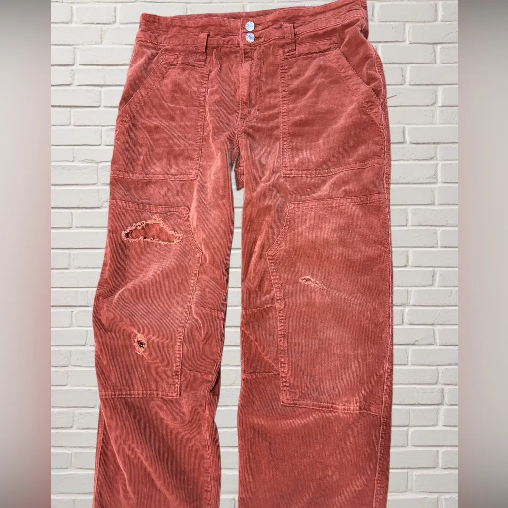 Pilcro The Wanderer Corduroy Carpenter Pants Rust Wide Wale Utility Size 30 - Image 2
