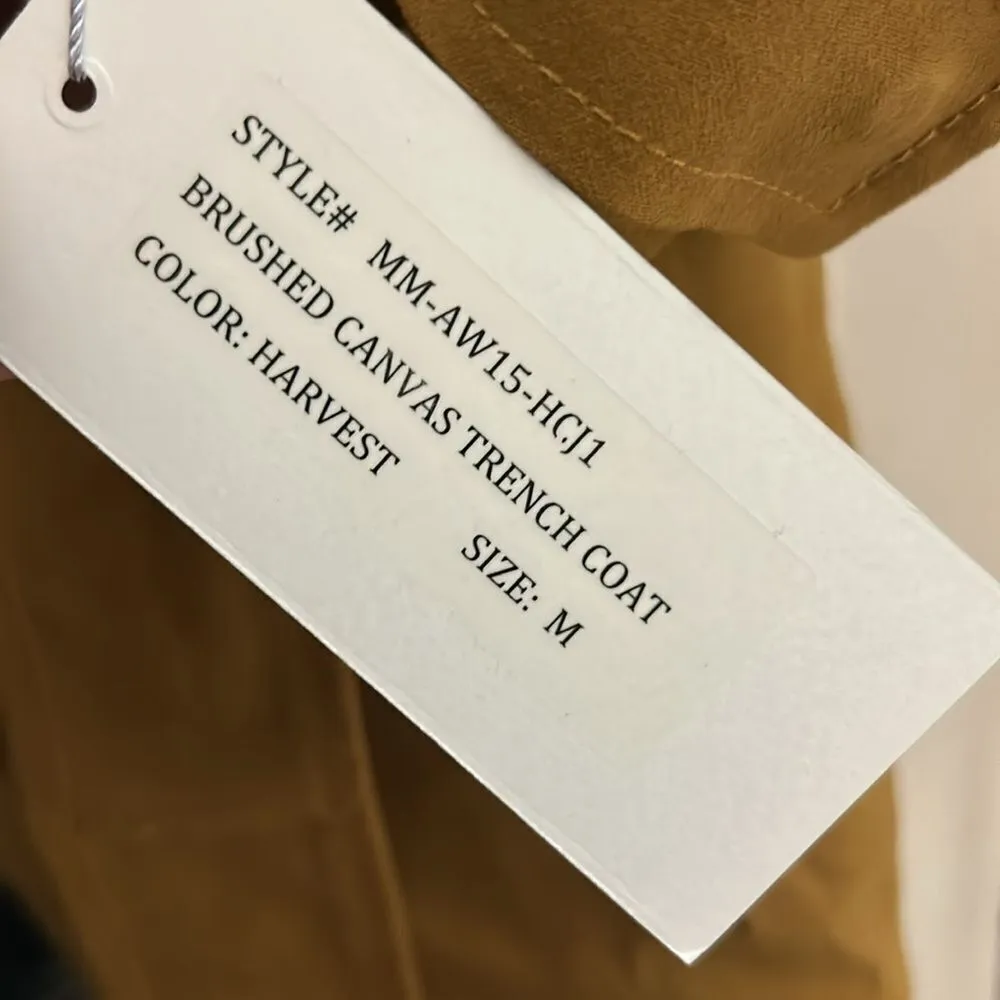 M. Martin Tan Brushed Canvas Wool Lined Trench Coat Size Medium New with Tags - Image 13