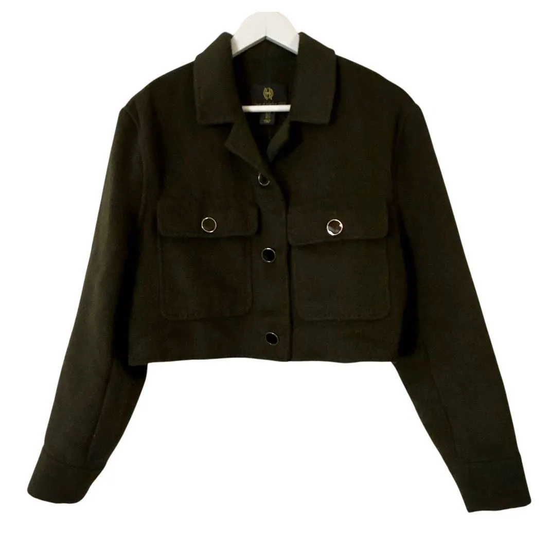 House of Harlow 1960 green wool blend cropped jacket size small - Image 9