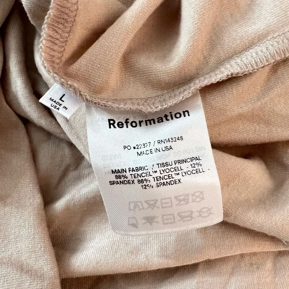 Reformation button down mini denim dress with white fringed off the shoulder nec - Image 10