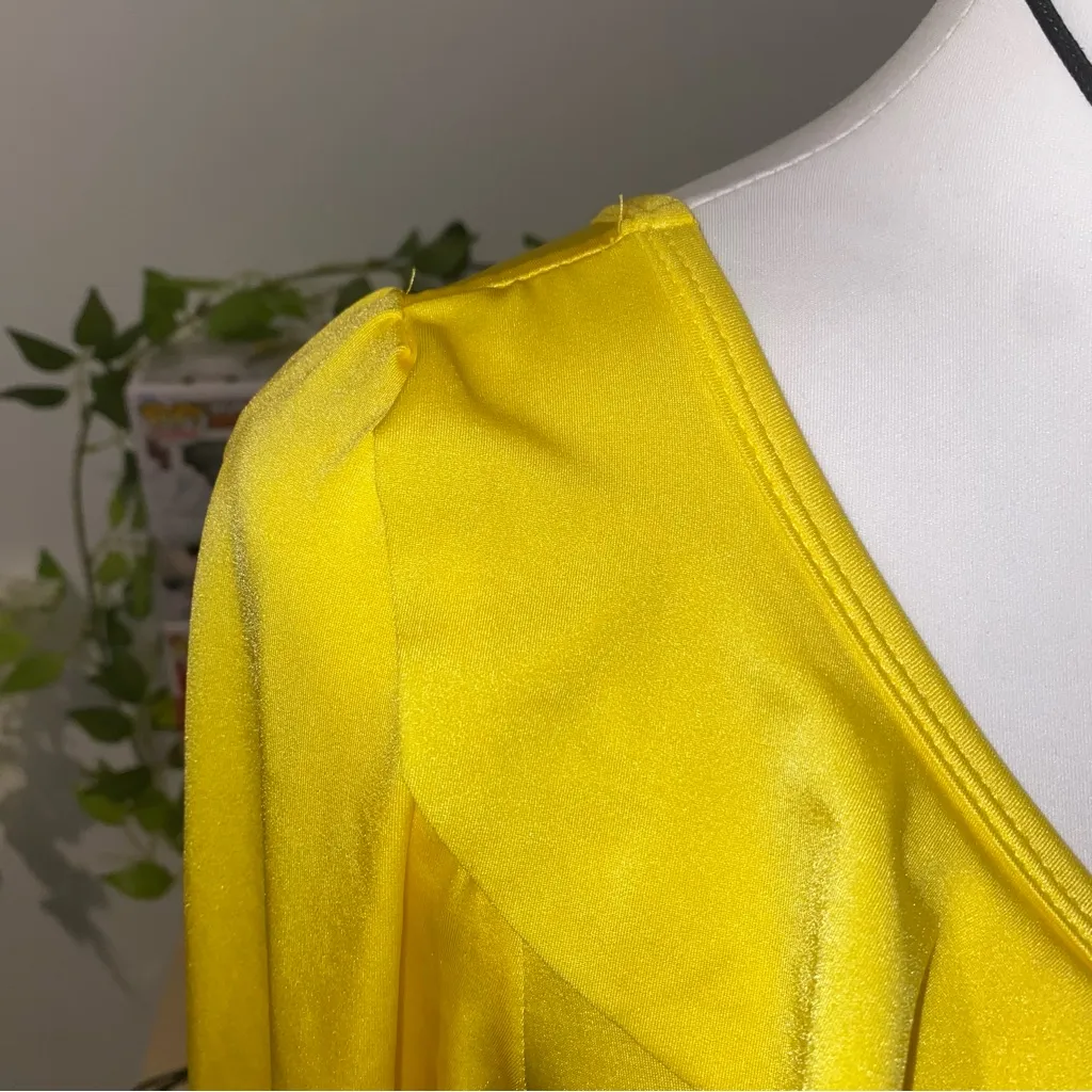 70s vintage yellow whimsical bohemian ruffle long sleeve ballet leotard bodysuit - Image 6